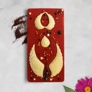 Velvet Seraphim Red Bliss with White Wings and Pearlescent Opulence
